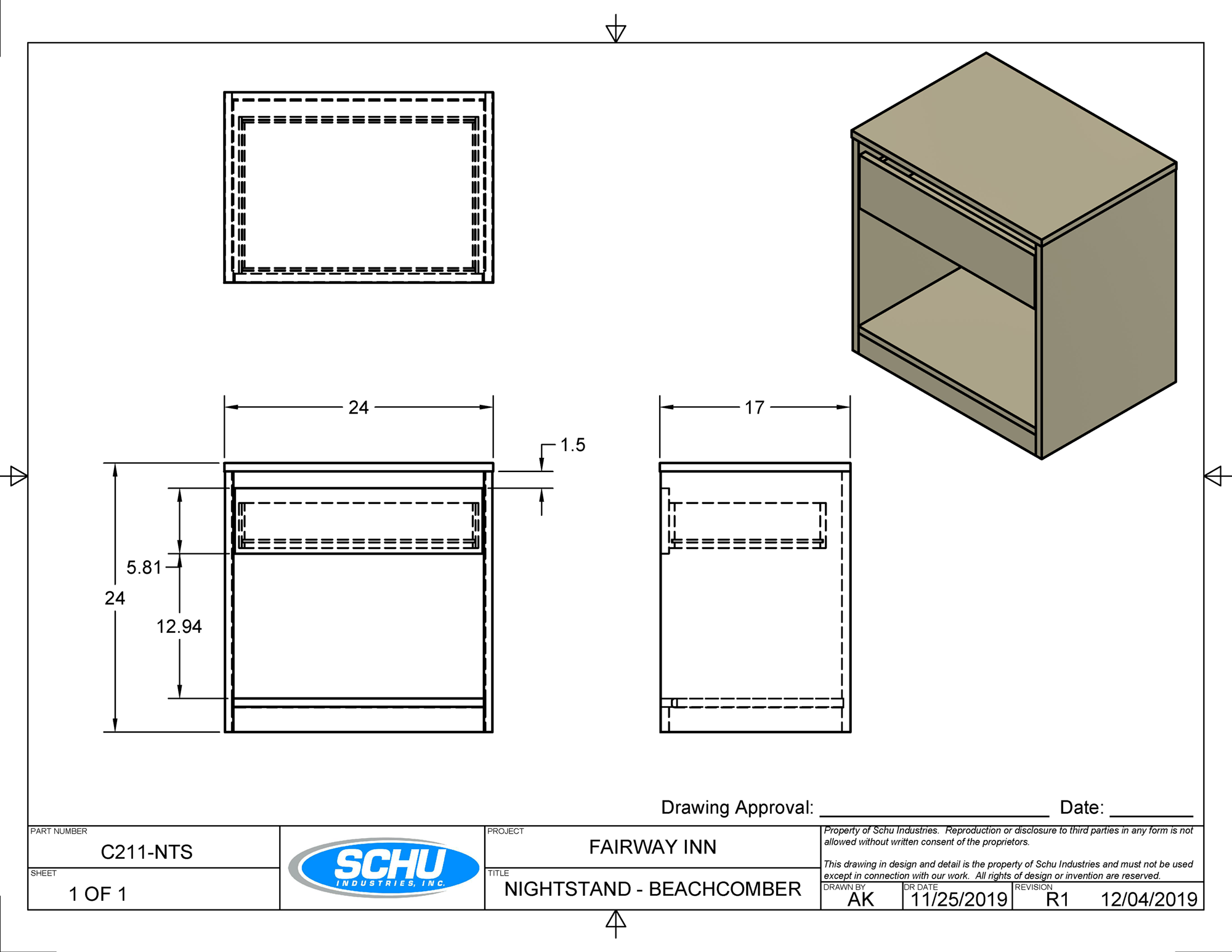 Nightstand Schu Industries, Inc.